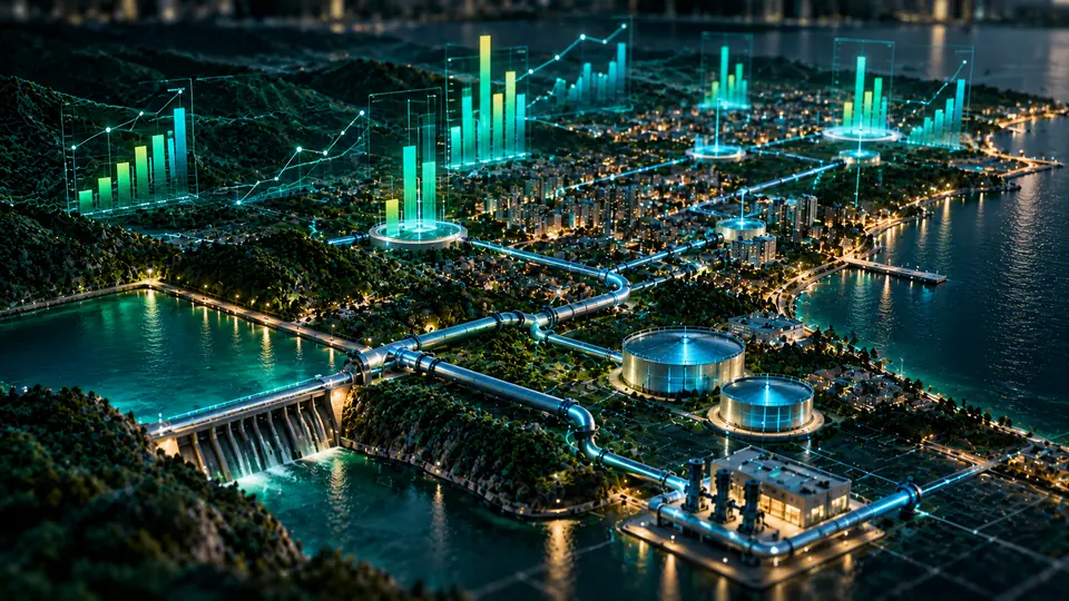 Altyapı haritası üzerinde finansal veri grafikleri